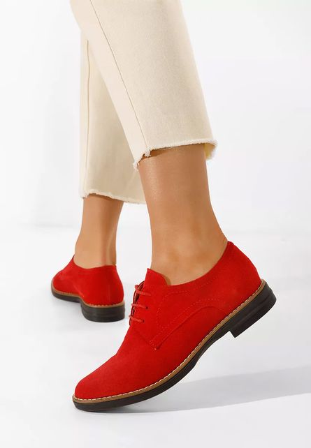 Pantofi derby piele Otivera V2 rosii dama