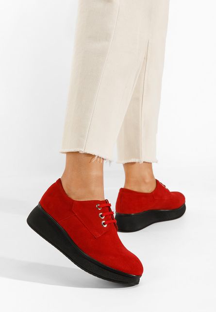 Pantofi derby piele rosii Higueras V2 dama
