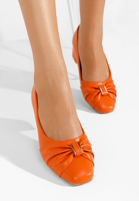 Pantofi cu toc gros Irvette portocalii