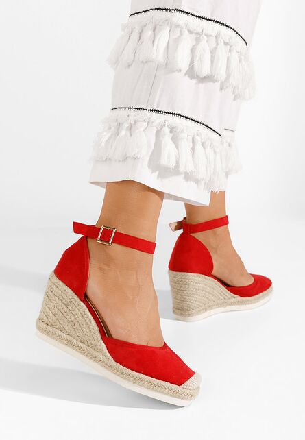 Sandale cu platforma tip espadrile Iovea rosii