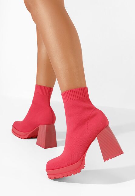 Botine cu toc gros Lalena fucsia