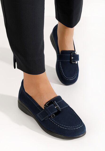 Mocasini dama piele Bernara navy