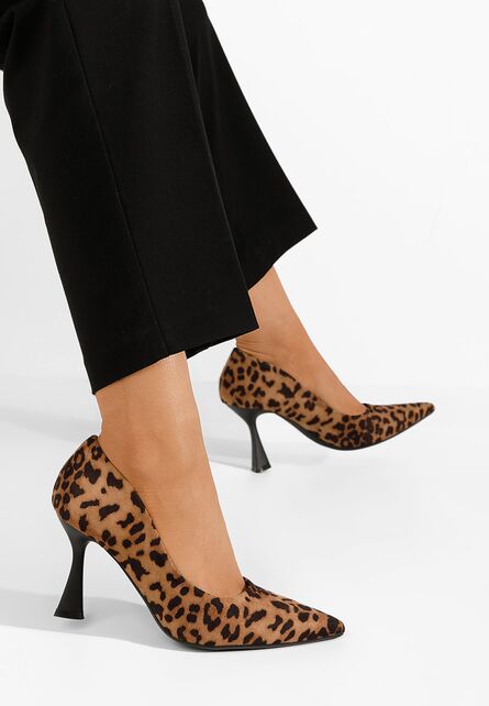Pantofi cu toc subtire Zarla leopard