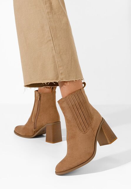 Botine cu toc gros Elowyn camel