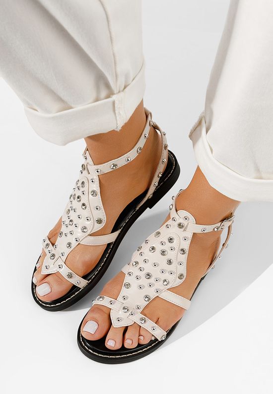 Sandale cu pietricele Liatha bej - Zapatos