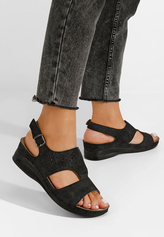 Sandale cu talpa ortopedica Linza negre - Zapatos