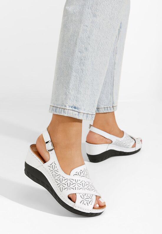 Sandale cu platforma Sarola albe - Zapatos